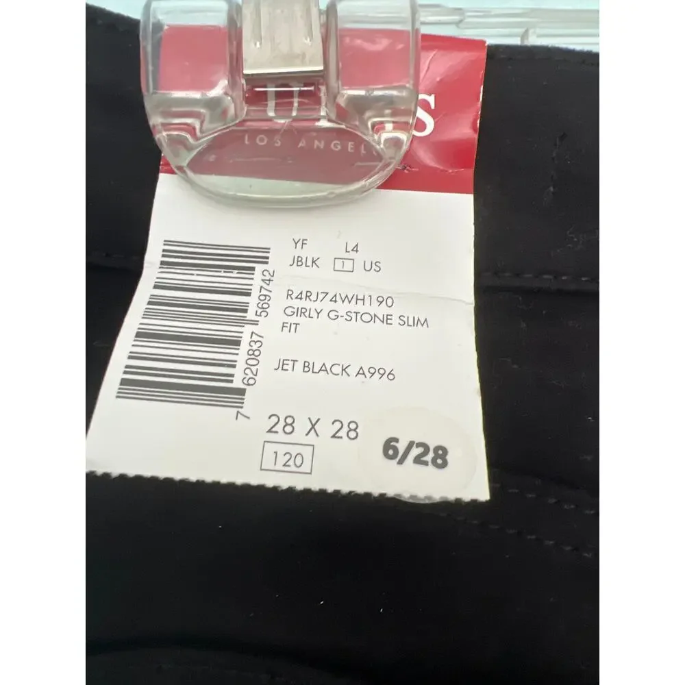NWT Guess Women Jet Black High Rise Straight Stretch Denim Size 6.